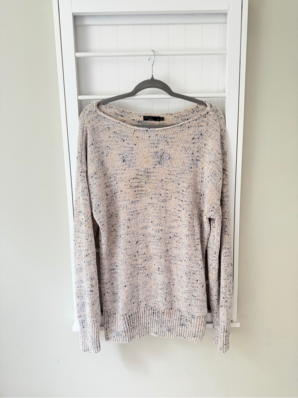 prAna Speckled Confetti Knit Sweater Women’s Medium Cream Boat Neck